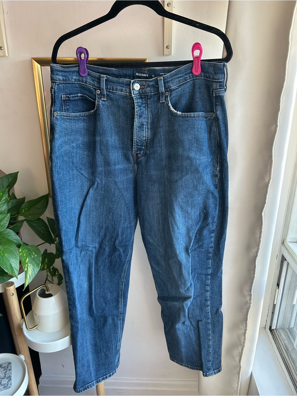 Old Navy Dark Blue Curvy Straight-Leg Jeans